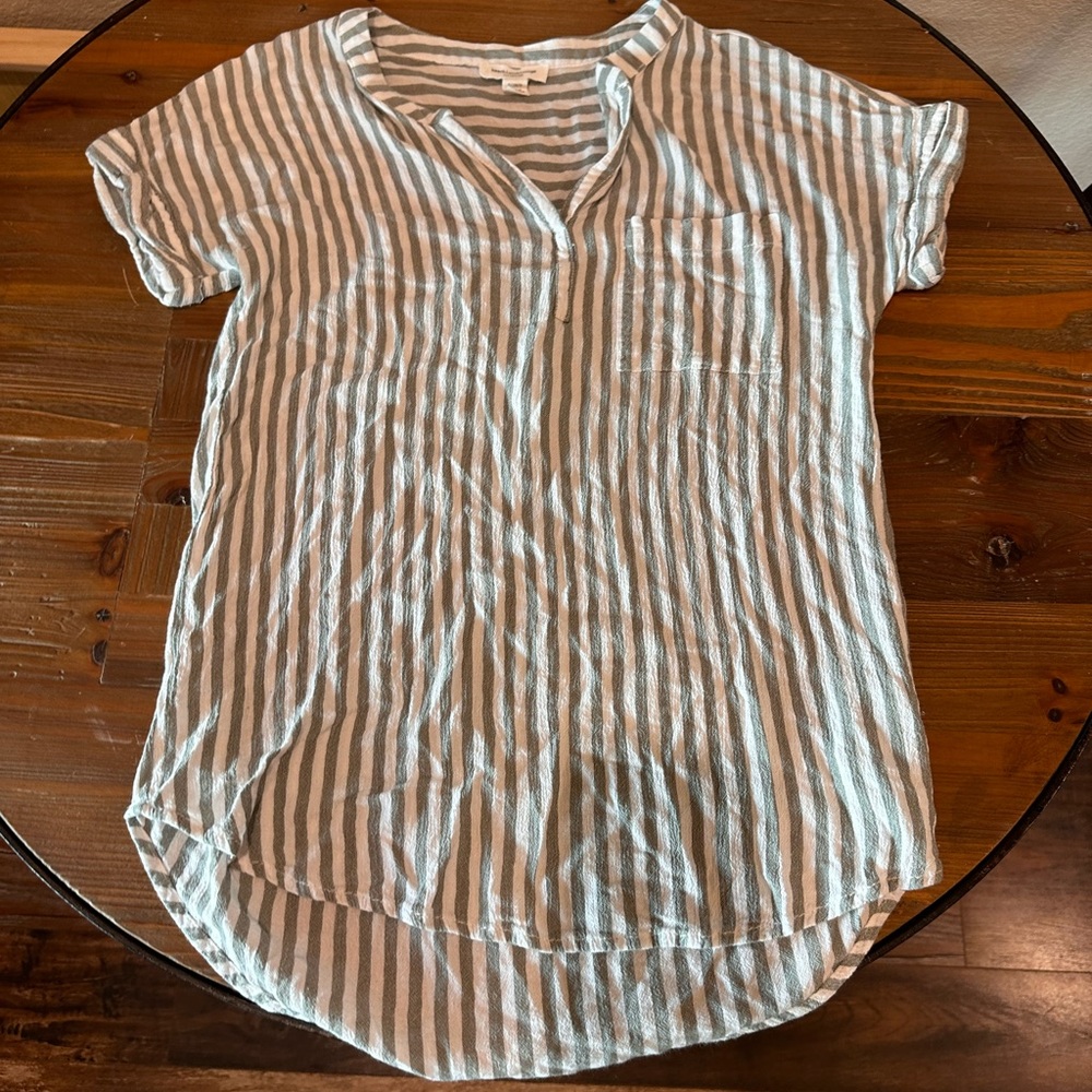 Striped Short Sleeve Blouse